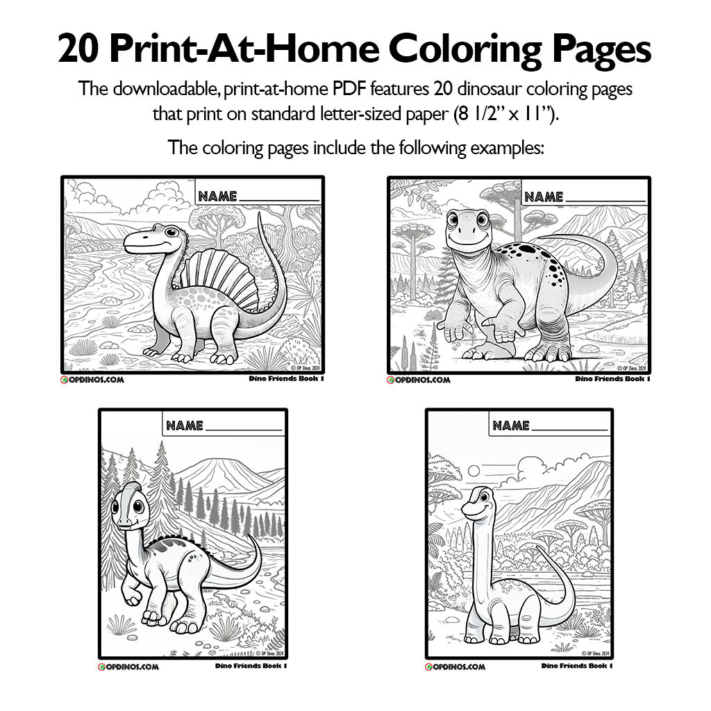 Dino Friends Coloring Pages: Book 1